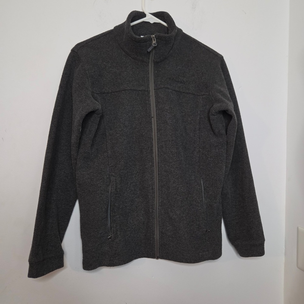 Columbia Boys Large 14/16 Full Zip Fleece Jacket Charcoal Grey Mock Neck Outdoor